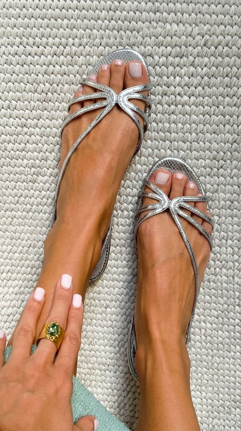 Sandali con cinturini in look metallico