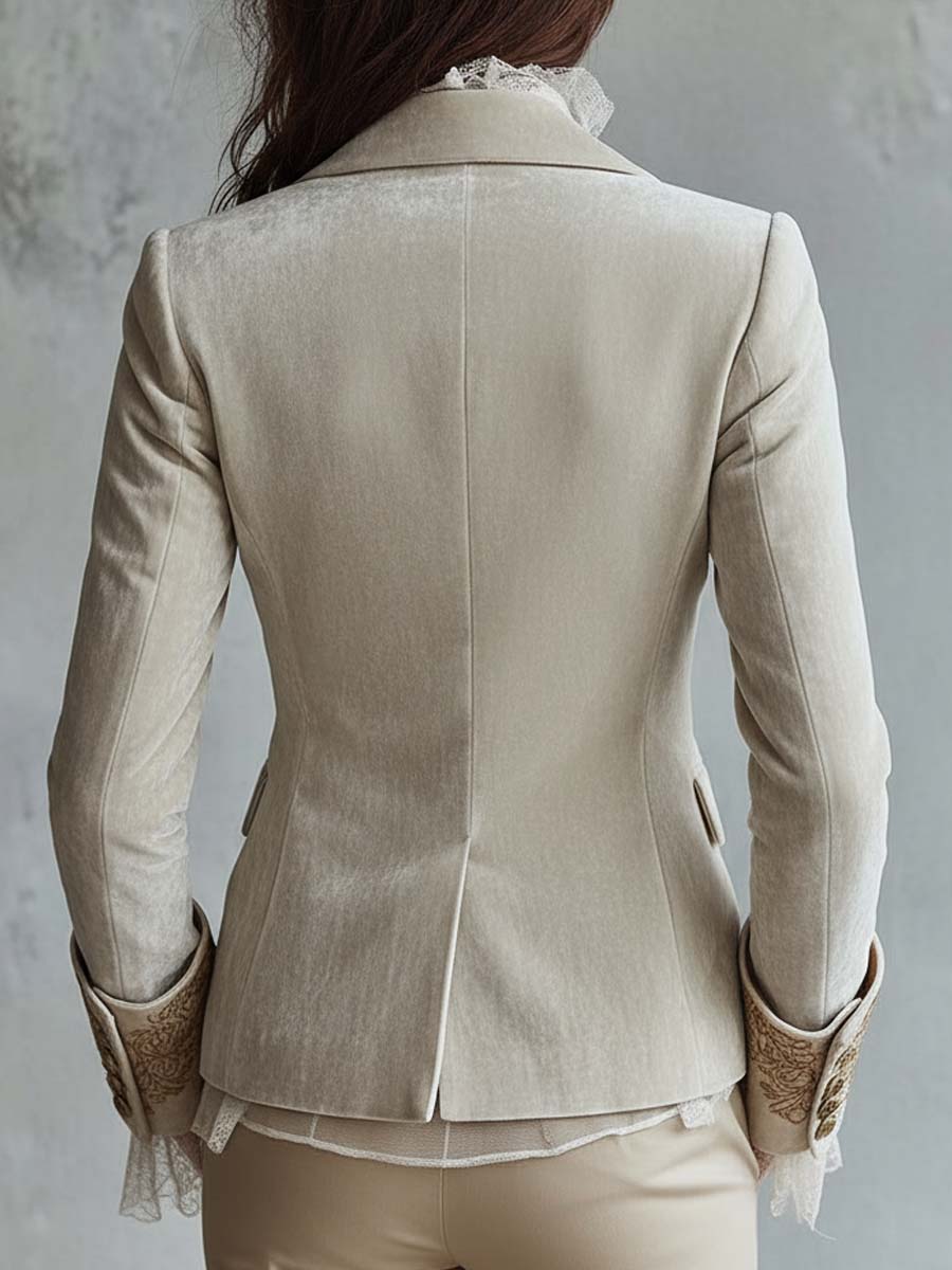 Blazer Su Misura Ricamato In Avorio Per Donne
