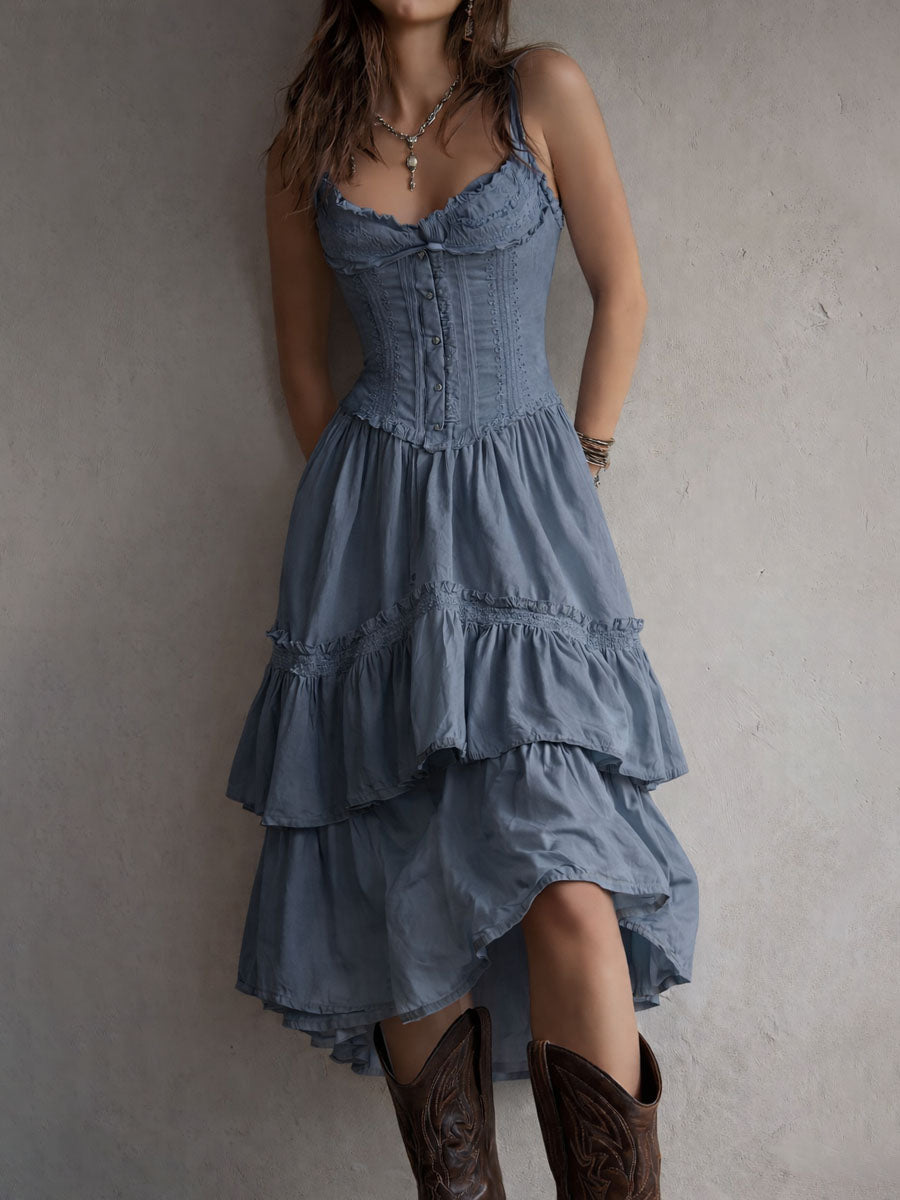 Dalia | Abito Midi con Corpetto a Stecche – Lucia Toscana