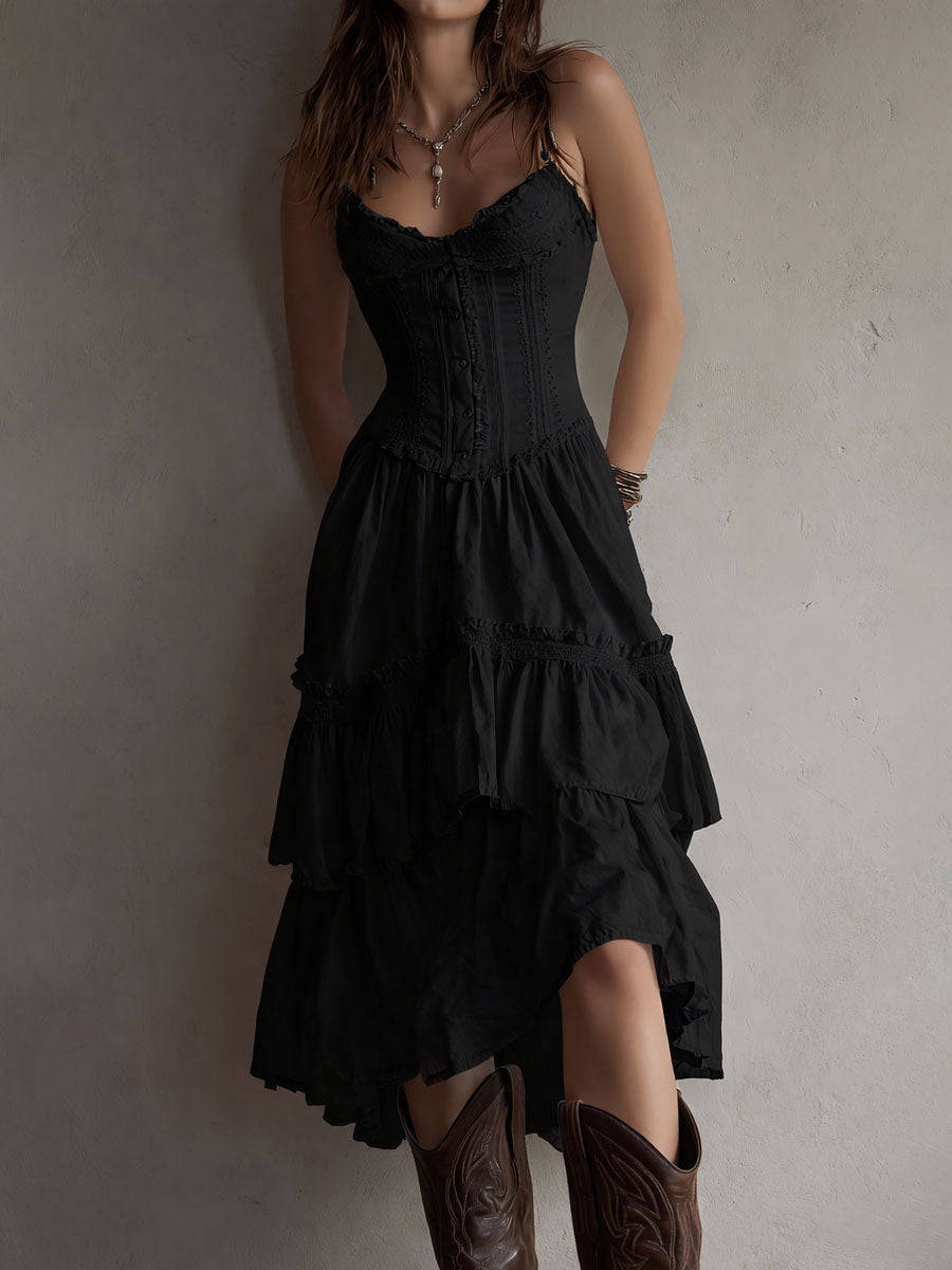 Dalia | Abito Midi con Corpetto a Stecche – Lucia Toscana