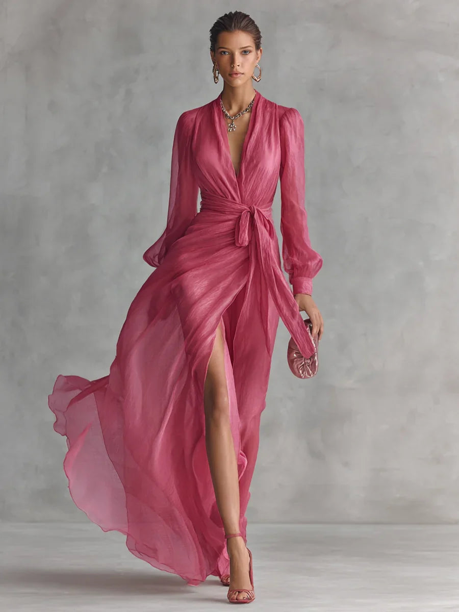 Ava | Chiffon V-Neck Maxi Dress