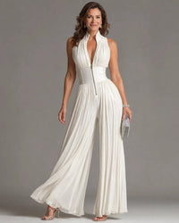 Aubrey | Pleated Jumpsuit with Wide Palazzo Legs
