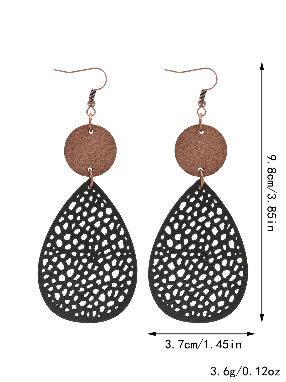 Eliana - Orecchini a pendente in PU pelle vintage con intagli
