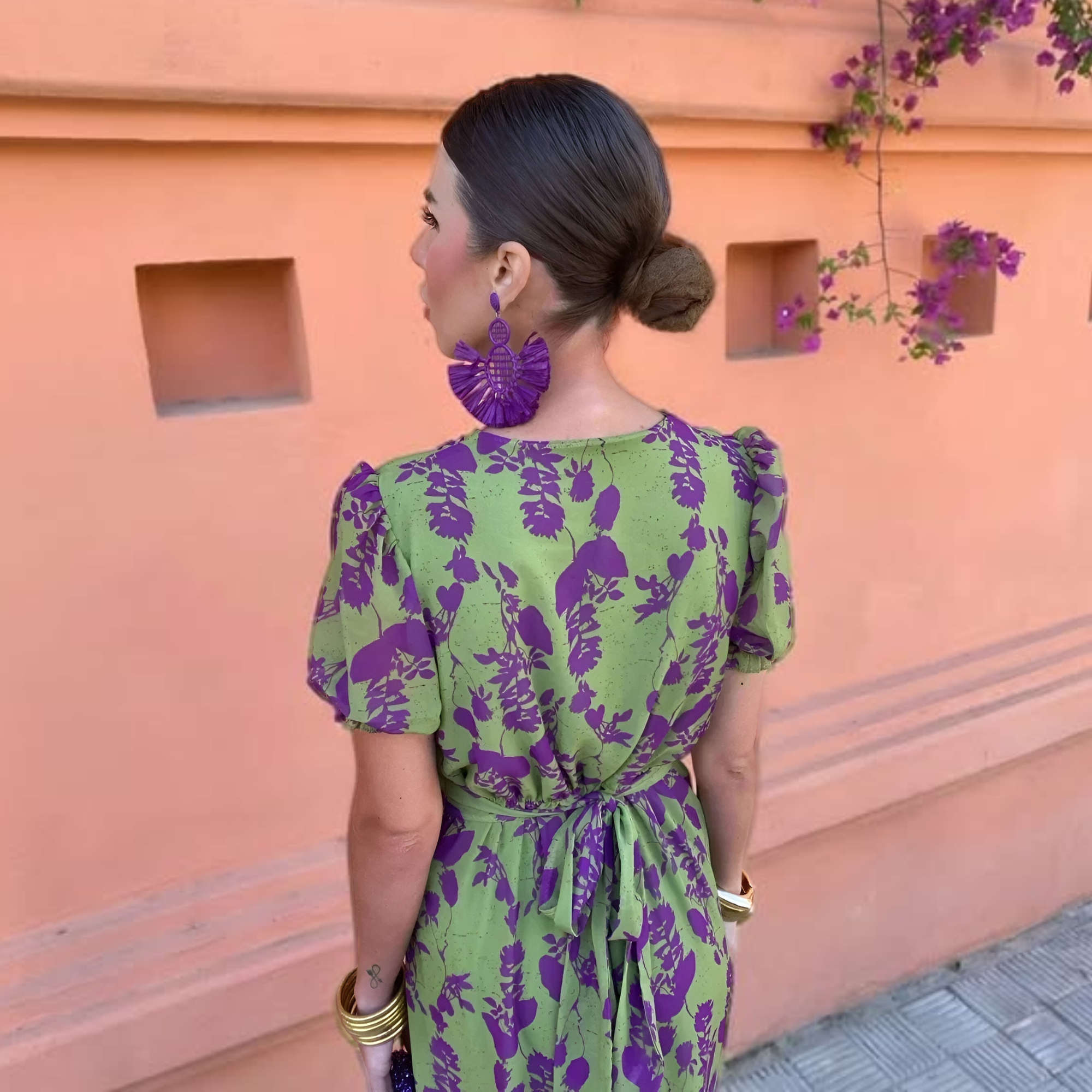 Ernestina™ | Abito Lungo Floreale Verde