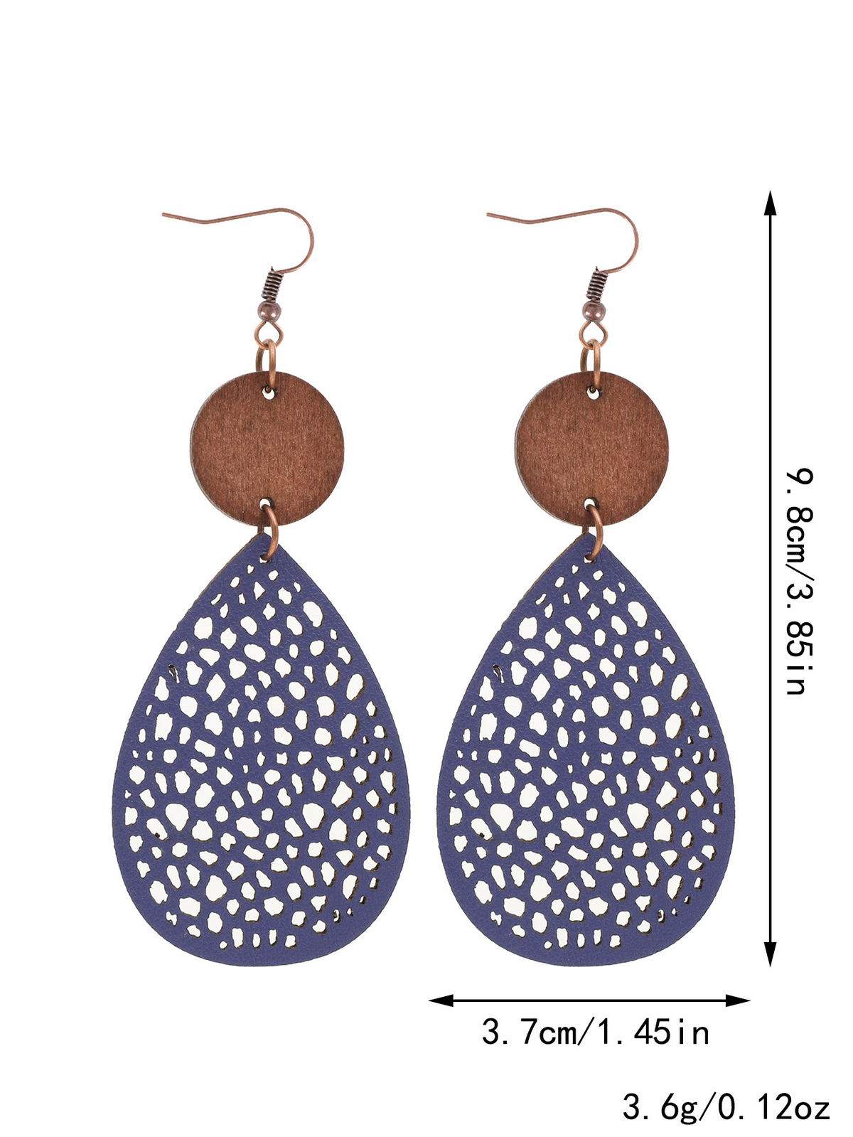 Eliana - Orecchini a pendente in PU pelle vintage con intagli