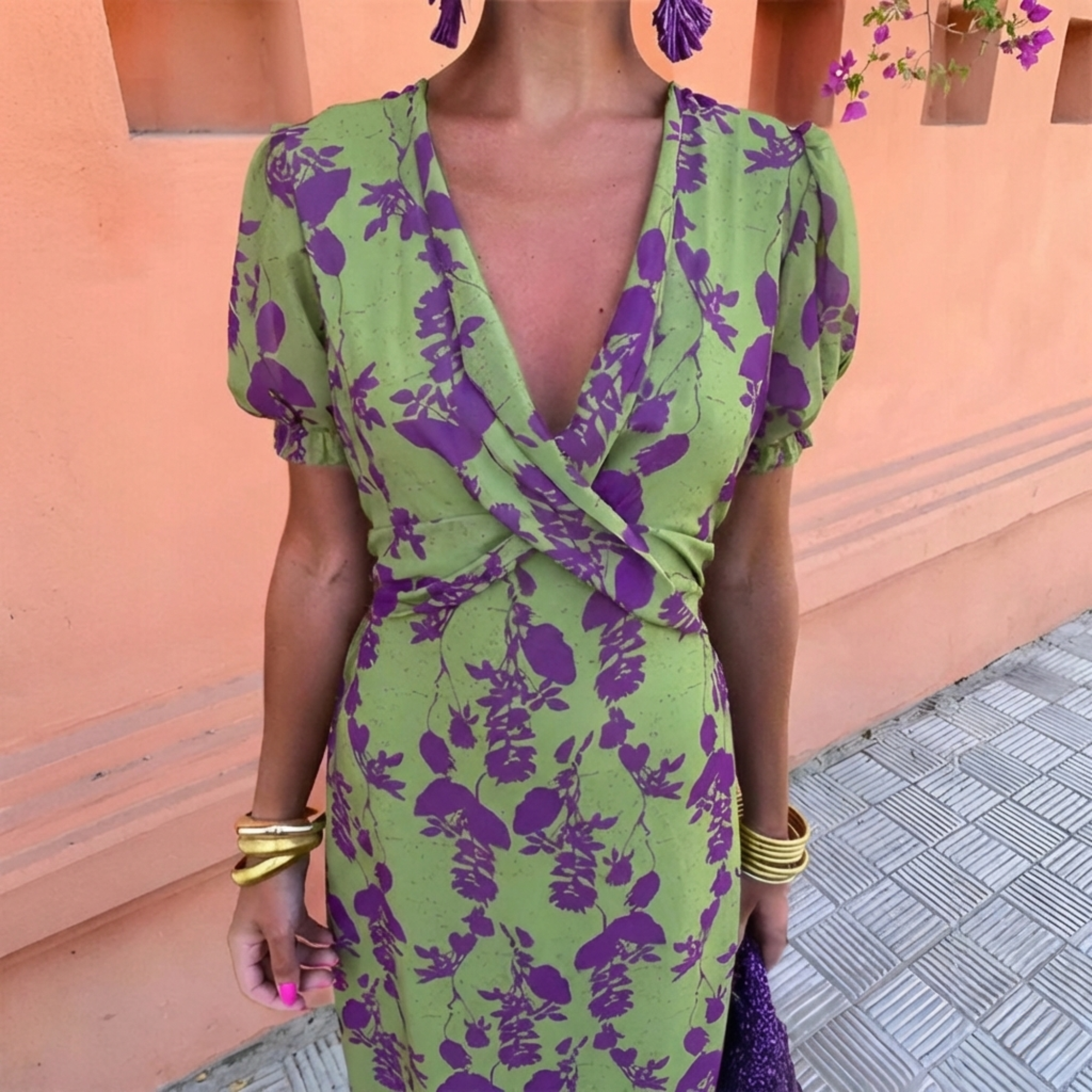 Ernestina™ | Abito Lungo Floreale Verde