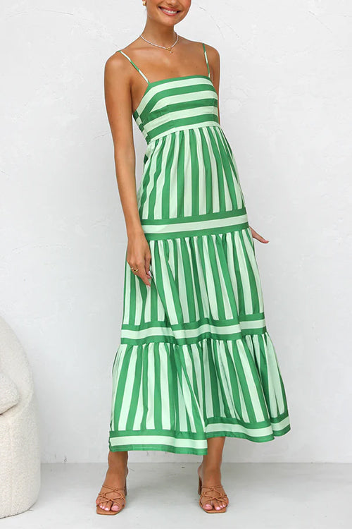 Abito Maxi a Strisce con Spalline Sottile Margovil