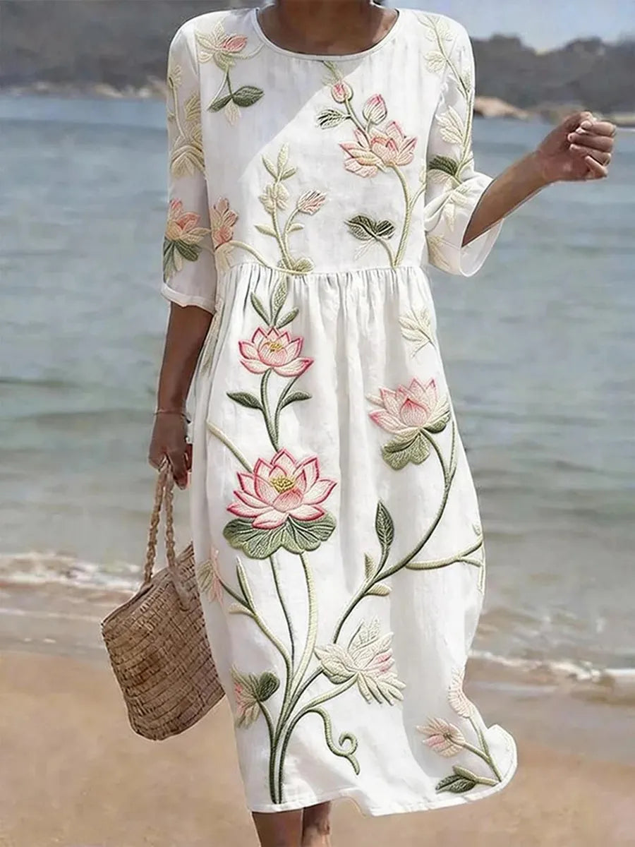 Vestito casual da donna con stampa floreale