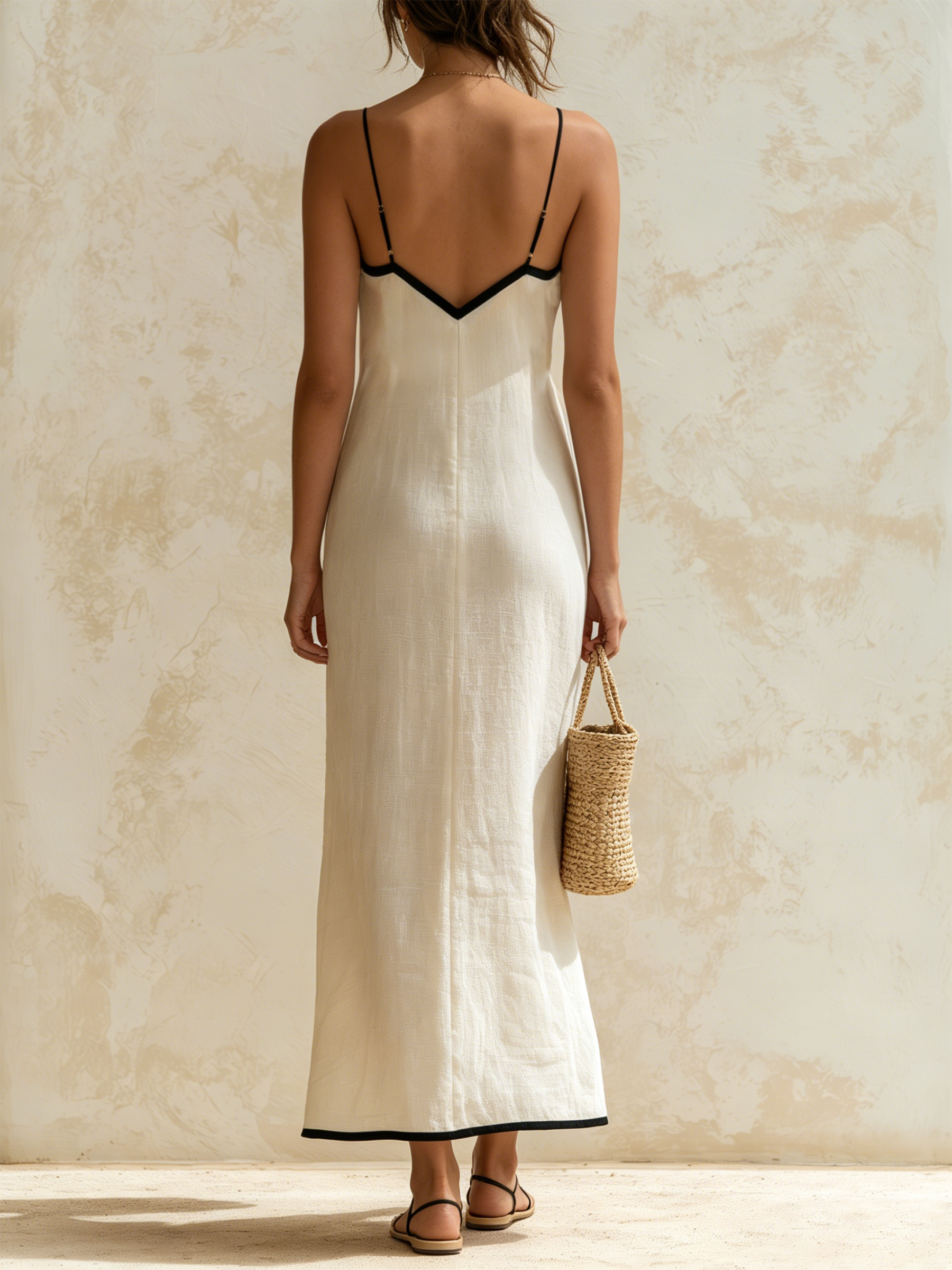 Harper | Slip Maxi Dress with Chevron Contrast Trim