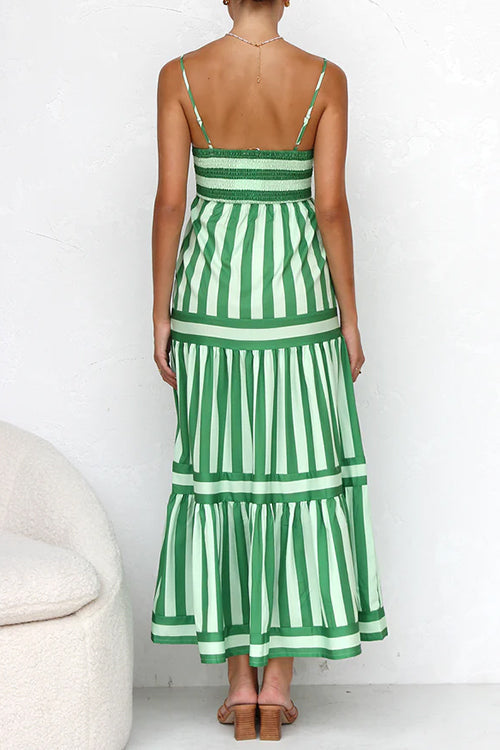 Abito Maxi a Strisce con Spalline Sottile Margovil