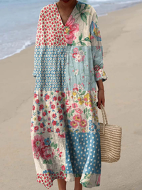 Eleanor | Boho Maxi Dress with Floral Patchwork
