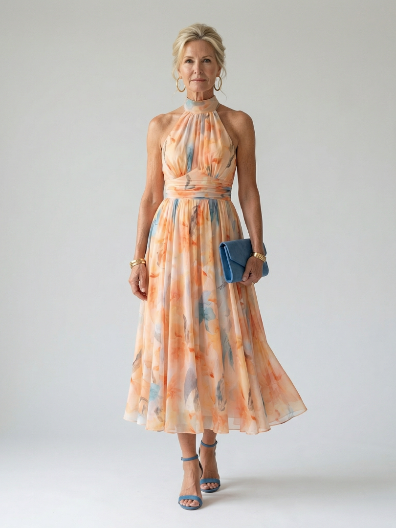 Ilaria | Abito Midi con Collo Halter