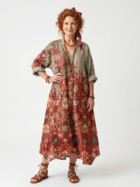 Zafferano | Vestito Midi Relaxed con Tasche e Fantasia Mista