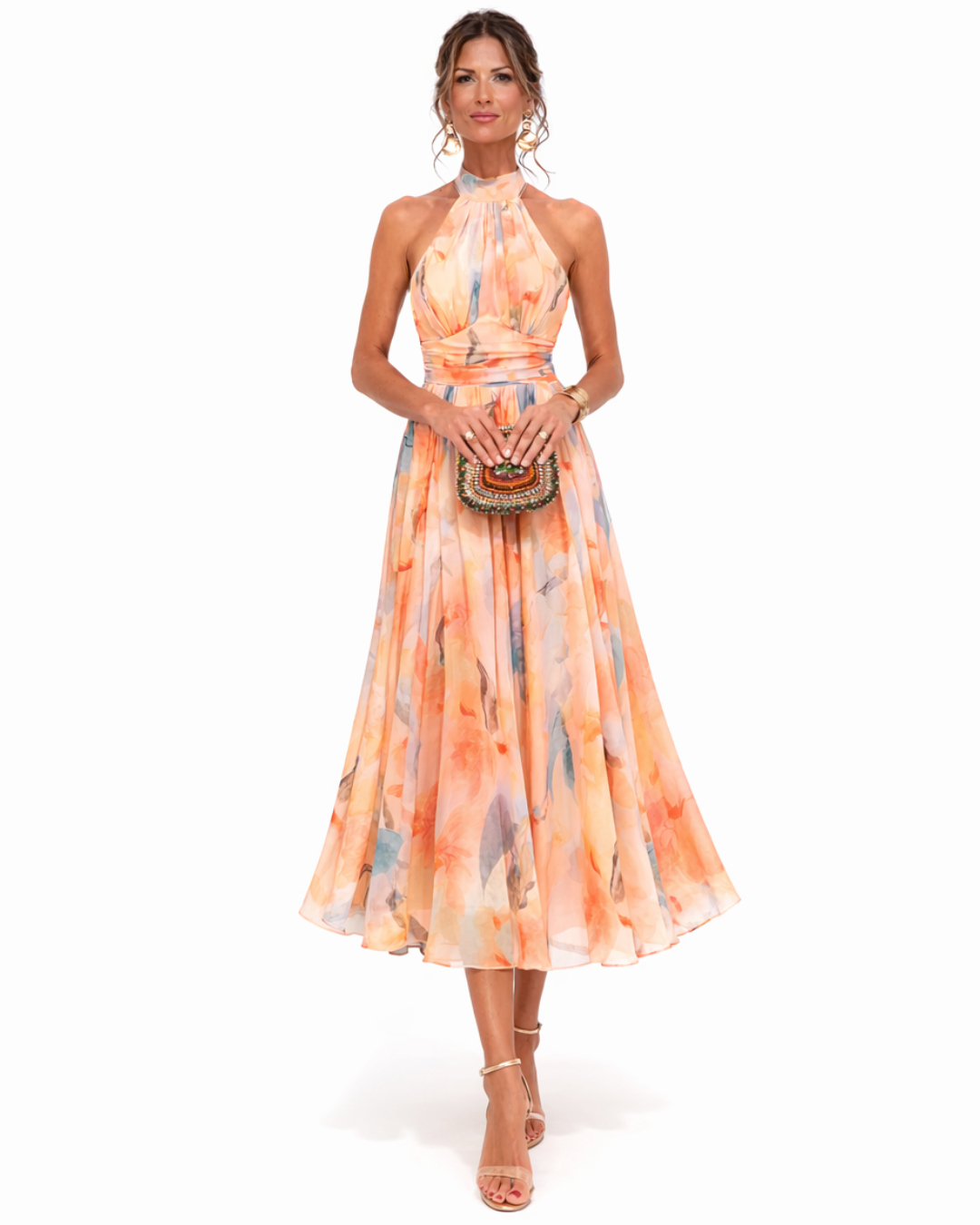 Liliana | Abito Midi Collo all’Americana – Lucia Toscana