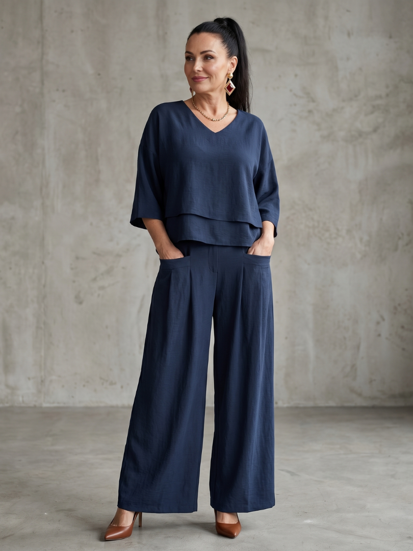 Fiume | Set Top a Strati con Pantaloni Ampi