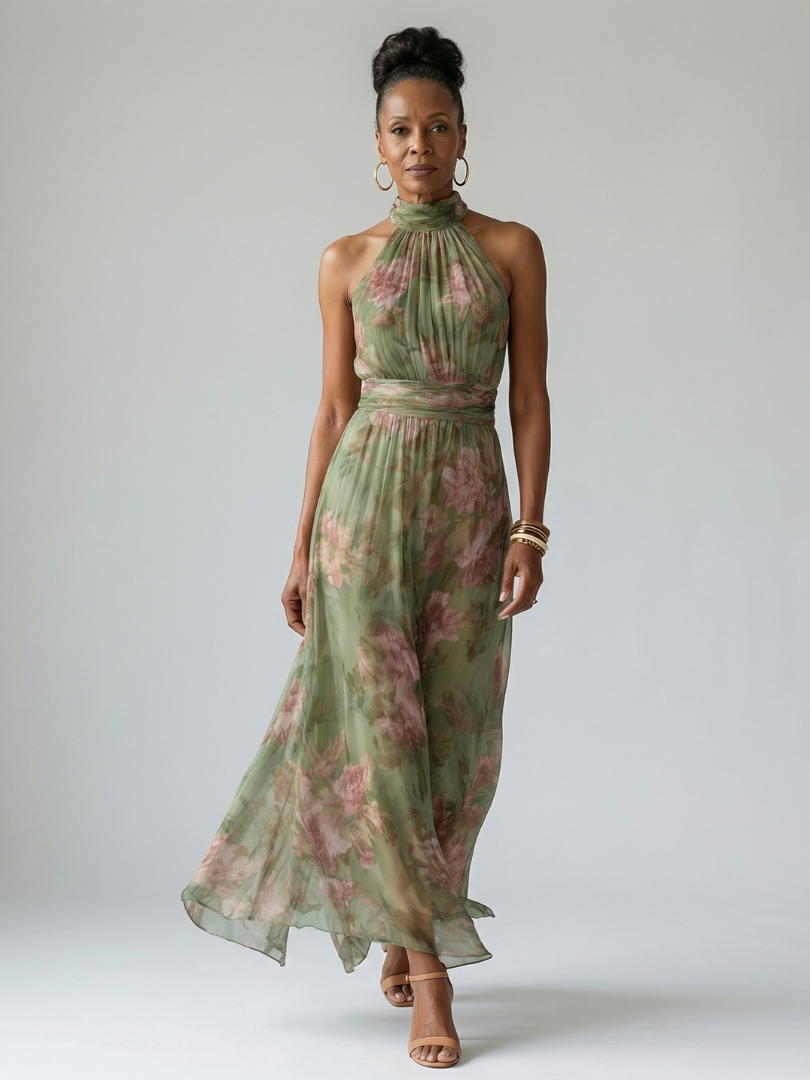 Mirelle™ Abito Midi con Scollo All'Americana