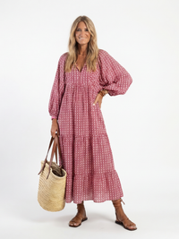 Arlette | Abito Midi a Maniche Lunghe con Stampa Geometrica