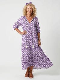 Penelope | Abito Midi con Stampa e Fiocchi