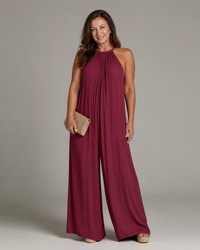 Sylvara | Tuta Relaxed con Scollo Halter Plissettato e Gamba Larga