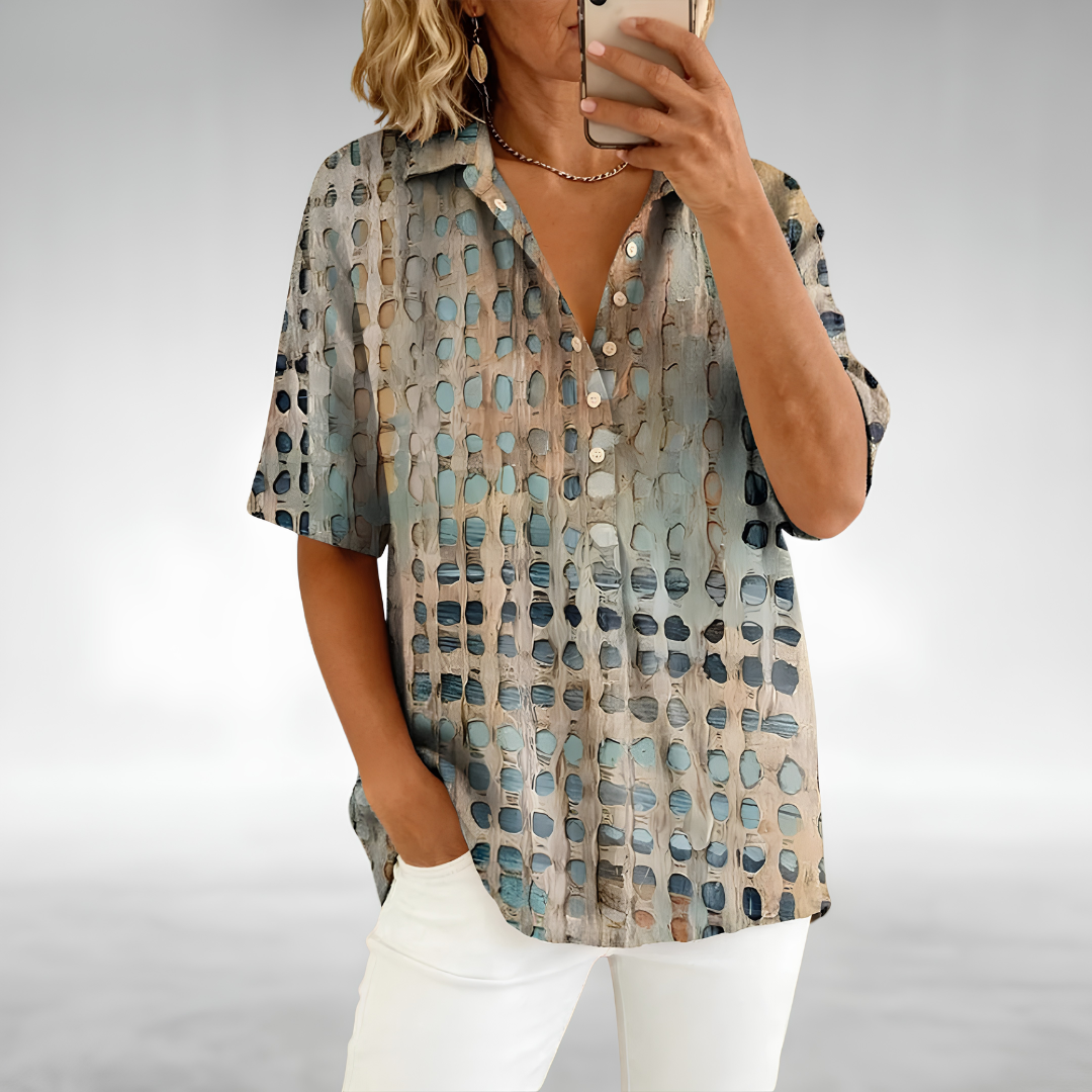 Melody | Blusa corta a maniche corte con pois astratti