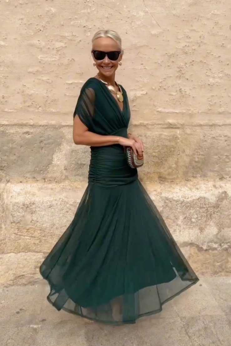 Luisa | Elegante vestito lungo da festa con scollo a V