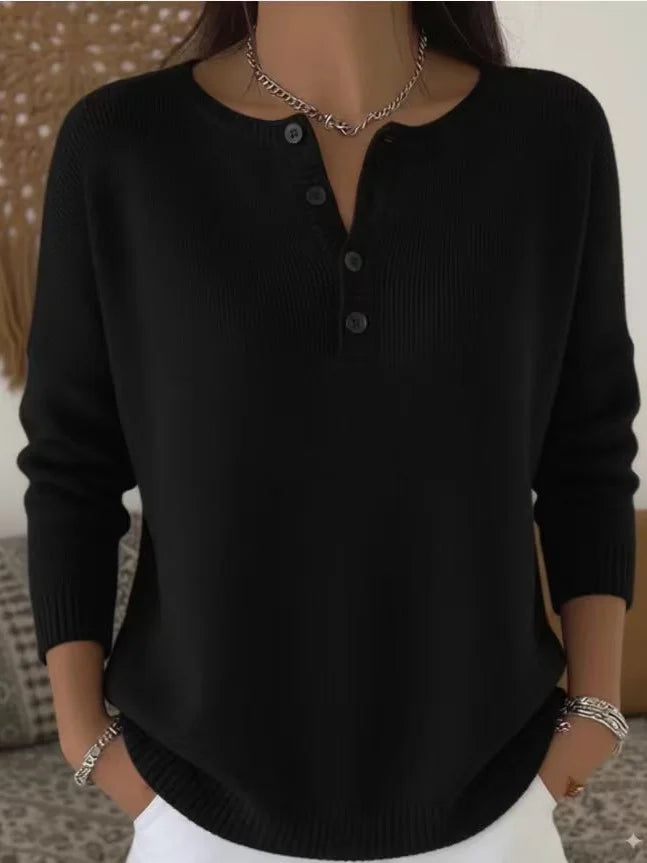 Nerina | Maglione con Bottoni sulla Spalla – Lucia Toscana