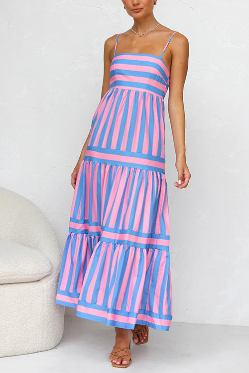 Abito Maxi a Strisce con Spalline Sottile Margovil