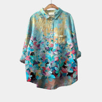 Imu | Blusa con Stampa Petali Turchese