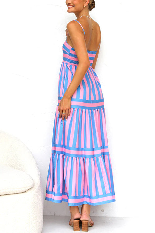 Abito Maxi a Strisce con Spalline Sottile Margovil