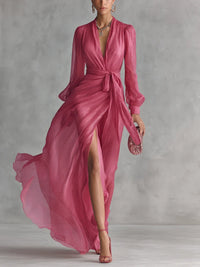 Ava | Chiffon V-Neck Maxi Dress