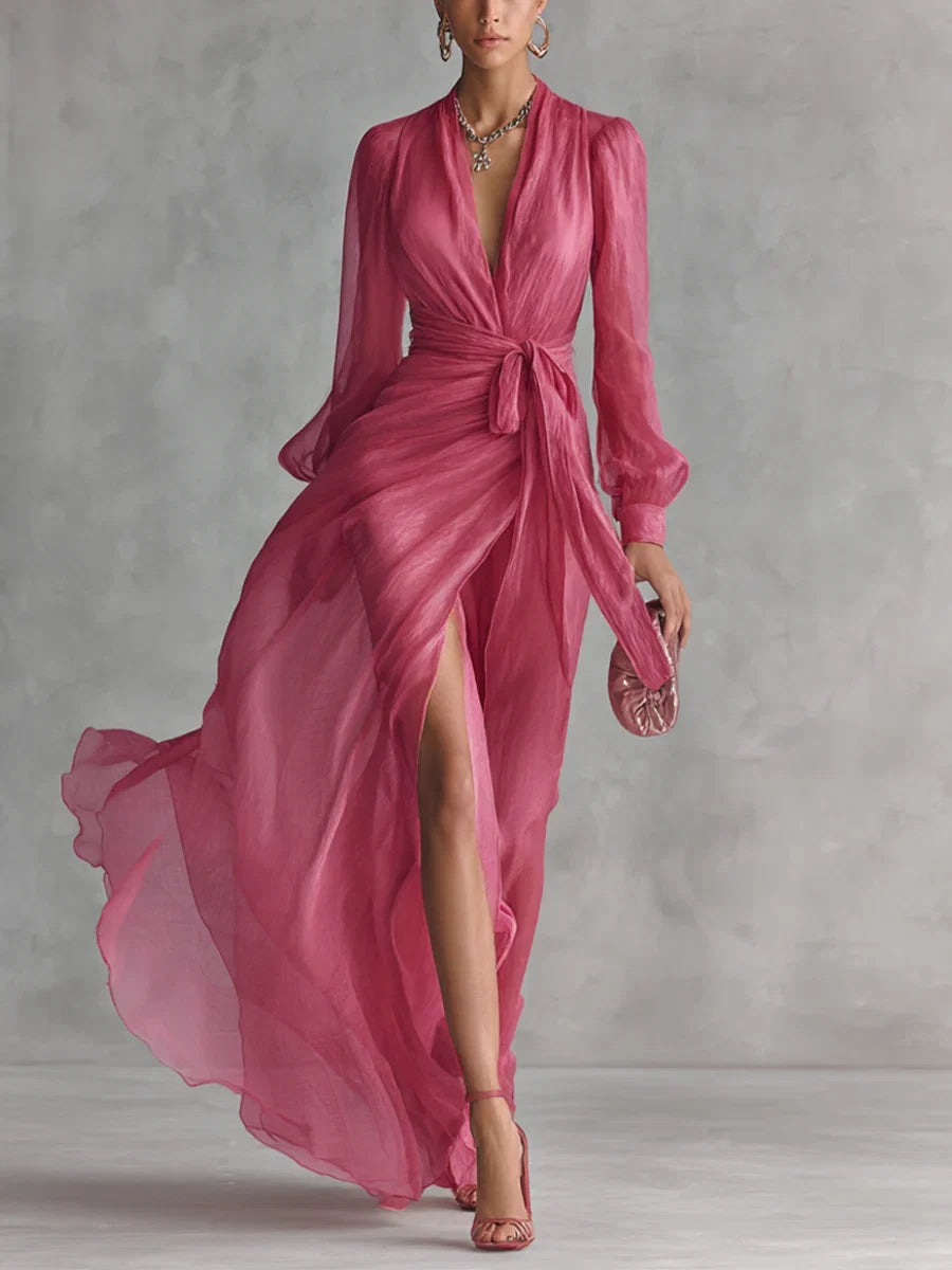 Ava | Chiffon V-Neck Maxi Dress