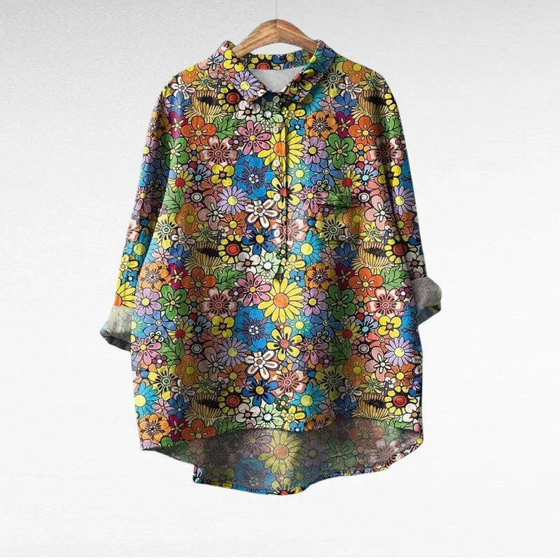 Aurelia | Blusa con stampa retro a margherite