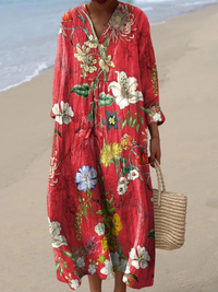Maya | Linen-Blend Boho Maxi Dress