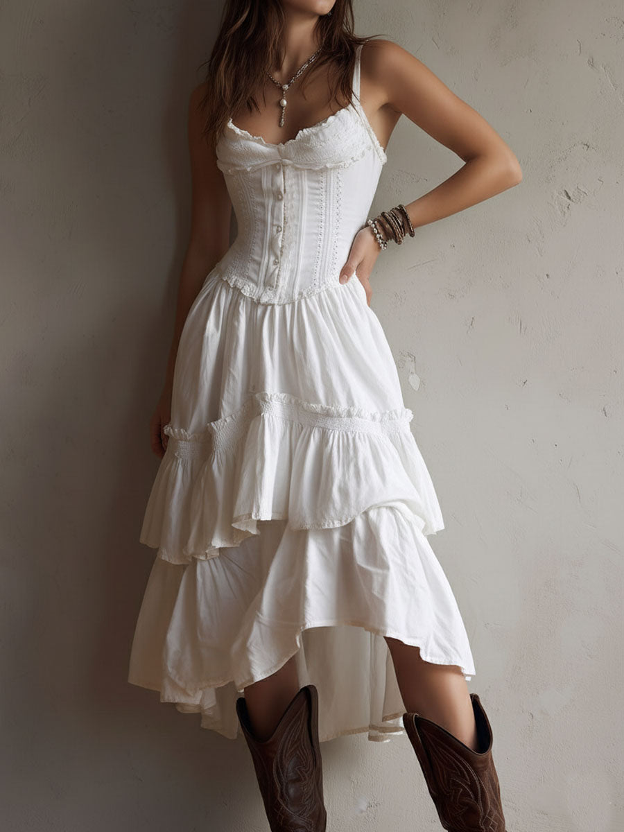 Dalia | Abito Midi con Corpetto a Stecche – Lucia Toscana