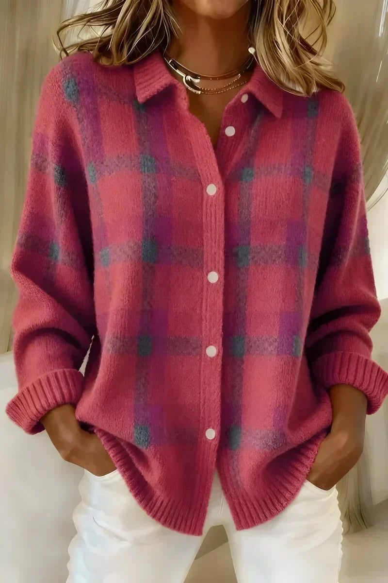 Vexana™ | Cardigan Classico a Quadri con Collo