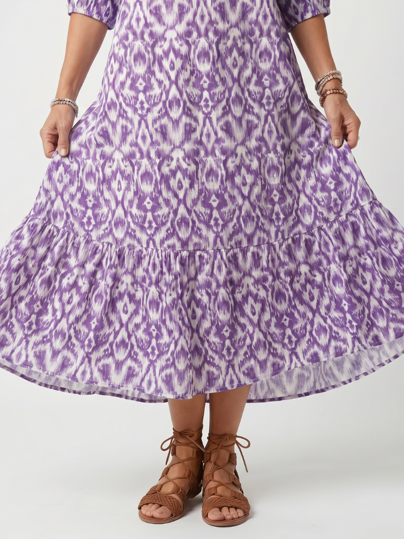 Penelope | Abito Midi con Stampa e Fiocchi