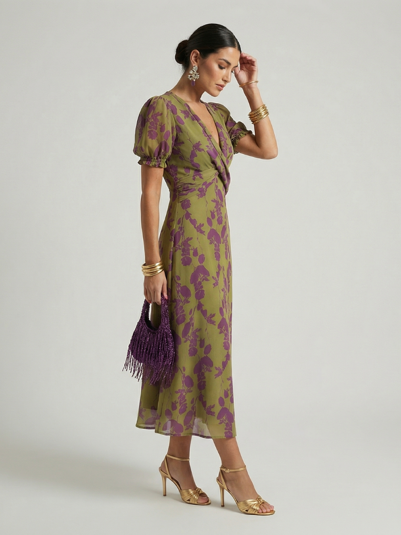 Viviane | Abito midi avvolgente a fiori
