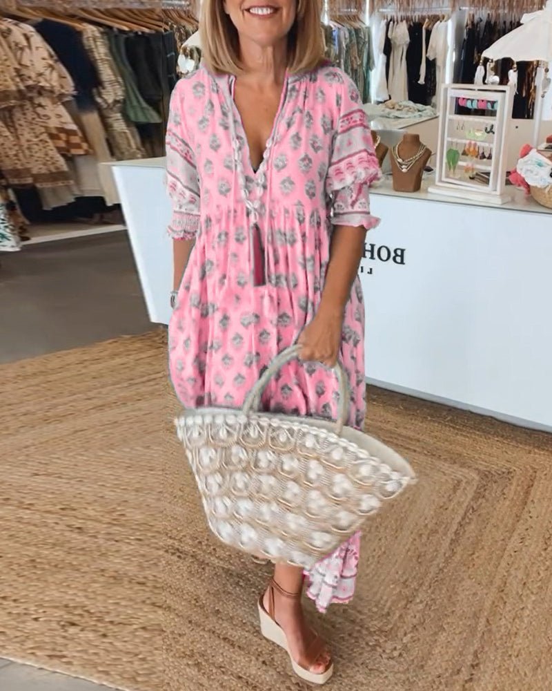 Mana | Abito Floreale Chic con Scollatura a V