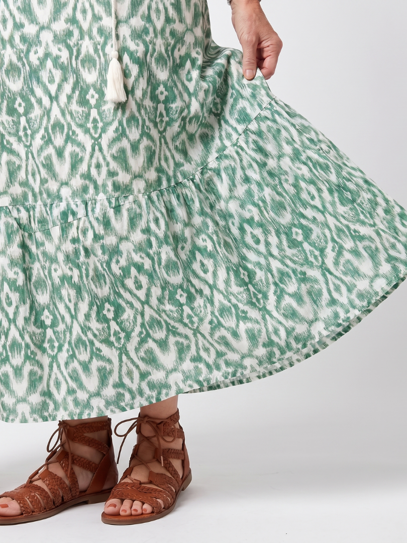 Ilara | Abito Midi con V Collo e Frange