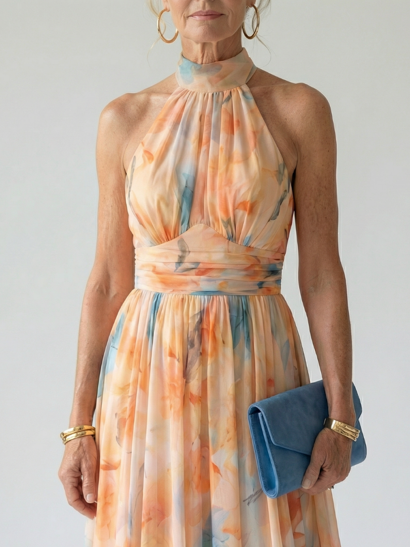 Ilaria | Abito Midi con Collo Halter
