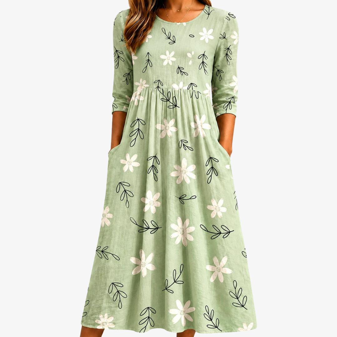 Abito Midi Pocket Everyday Sage Blossom