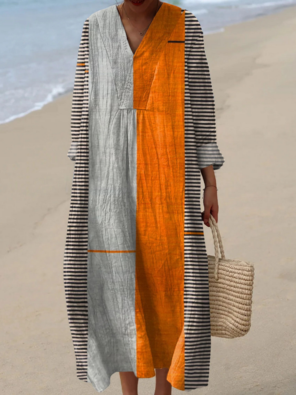 Imani | Maxi Boho Dress with Colorblock Center
