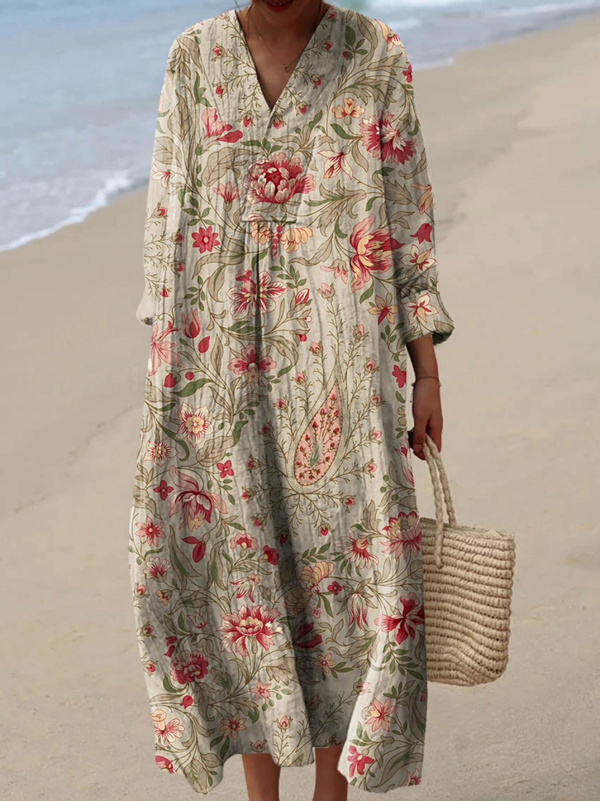 Imani | Linen-Effect Maxi Boho Dress