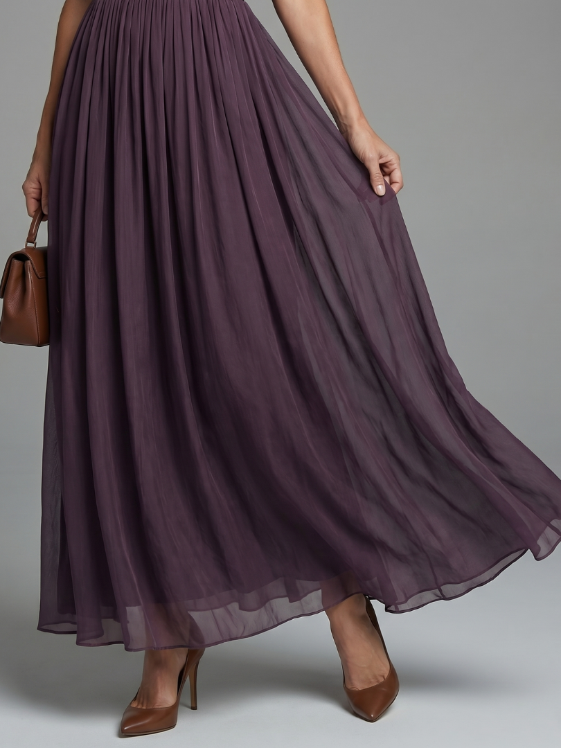 Elia | Abito Maxi con Vita Arricciata e Scollatura a Chiave