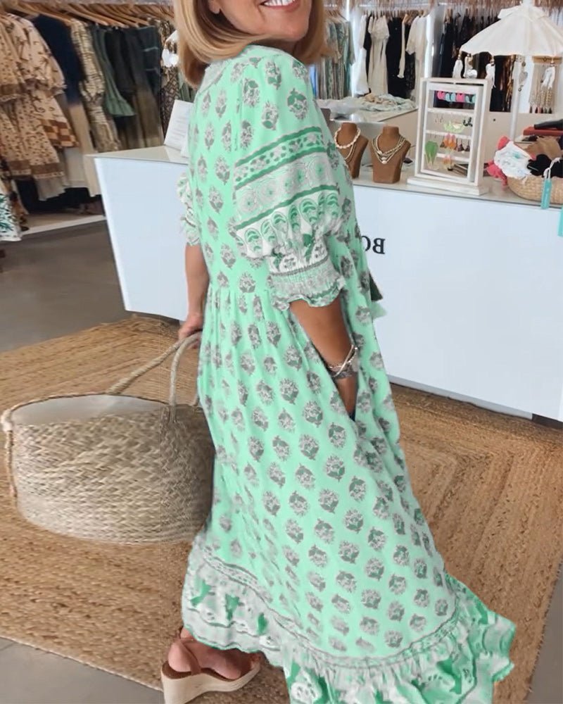 Mana | Abito Floreale Chic con Scollatura a V