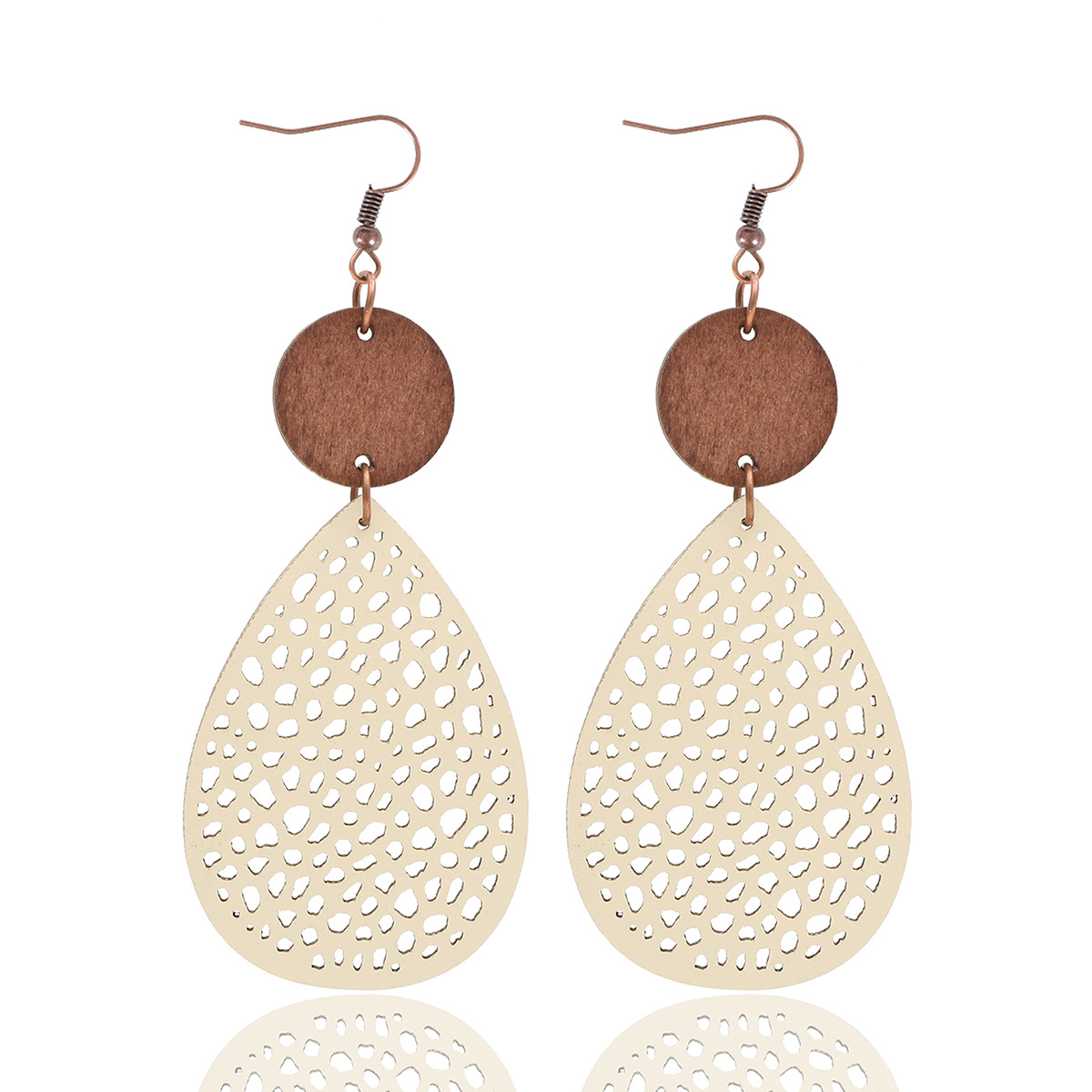 Eliana - Orecchini a pendente in PU pelle vintage con intagli