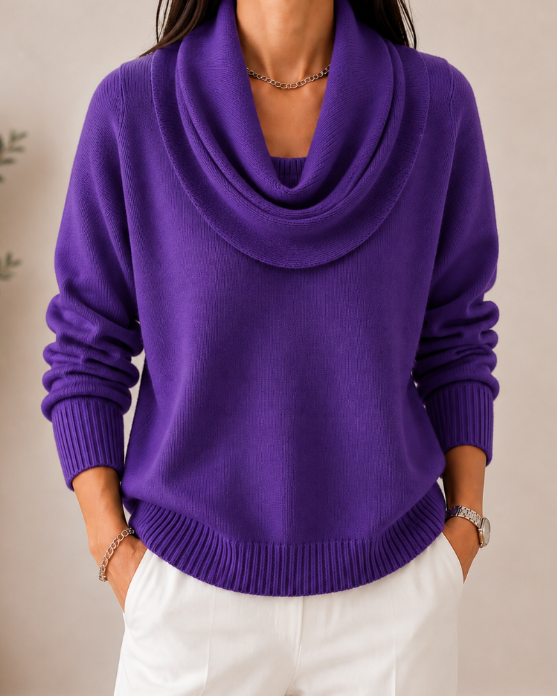 Caralina™ | Elegante Maglione con Collo a Cowl