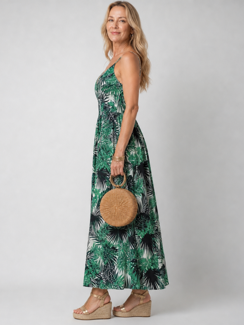 Gisèle | Abito midi floreale con scollo a V