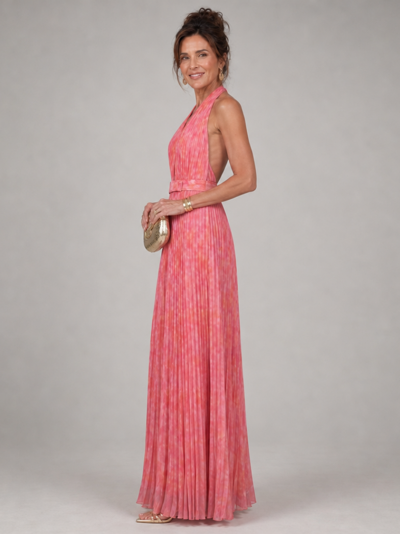 Rosalie | Pleated Halter Maxi Dress