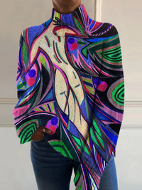Coralynn | Top Astratto Artistico con Collo Alto